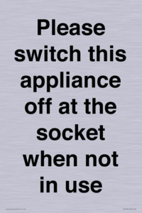 Please switch this appliance off at the socket when not in use